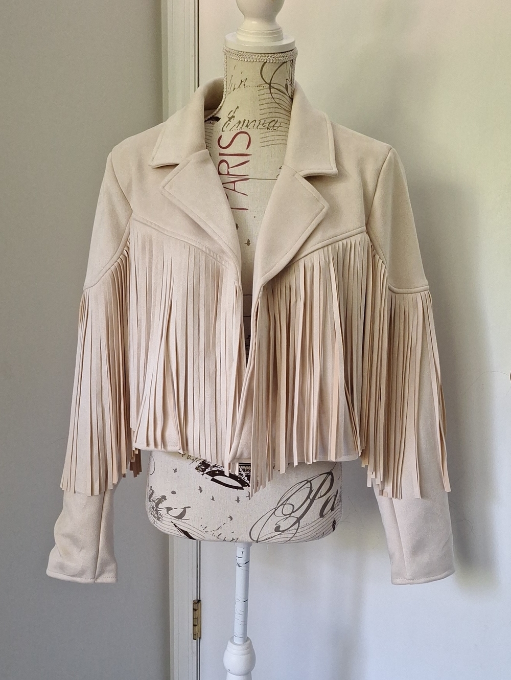 Fringe Faux Suede Crop Jacket NWT Size Lg